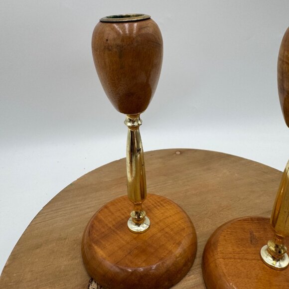 Set of 2  Oregon  Myrtle wood Candle Holders MCM decor - Picture 2 of 14